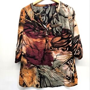 Reitmans womens 3/4 sleeve shirt abstract pattern